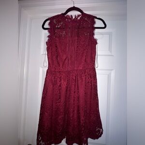 Wine Red Lace Dress